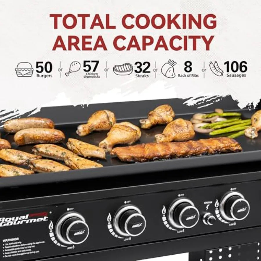Propane Gas Griddle With Folding Side Tables 6 Burners Outdoor