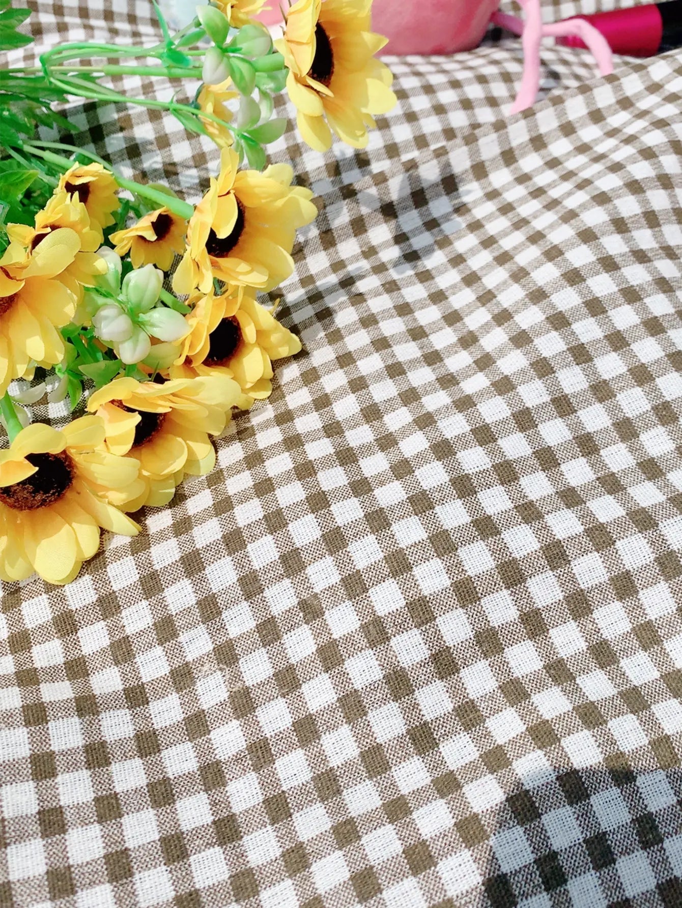 Rde Picnic Outdoor Blanket Foldable Gingham Mat Tablecloth