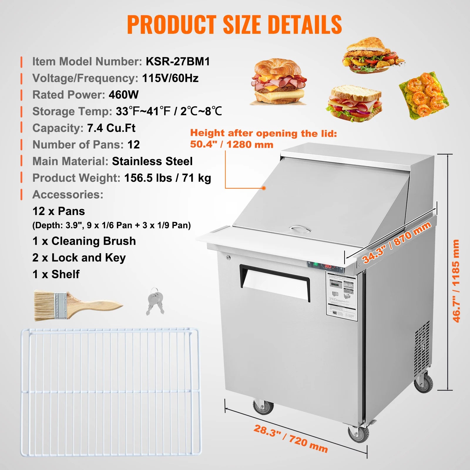 SucceBuy Stainless Steel Commercial Refrigerator Sandwich And Salad Prep Table by S And B Enterprise