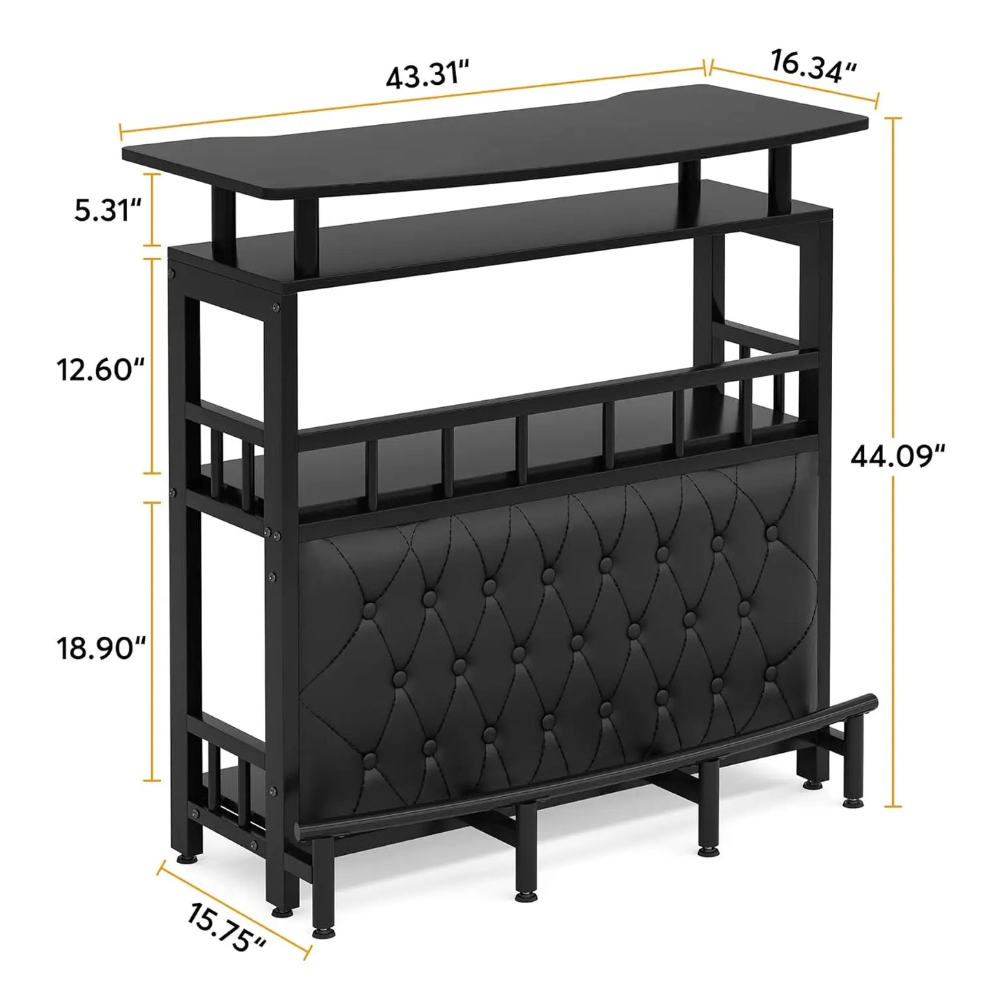 Contemporary Bar Table With Storage And Upholstered Footrest