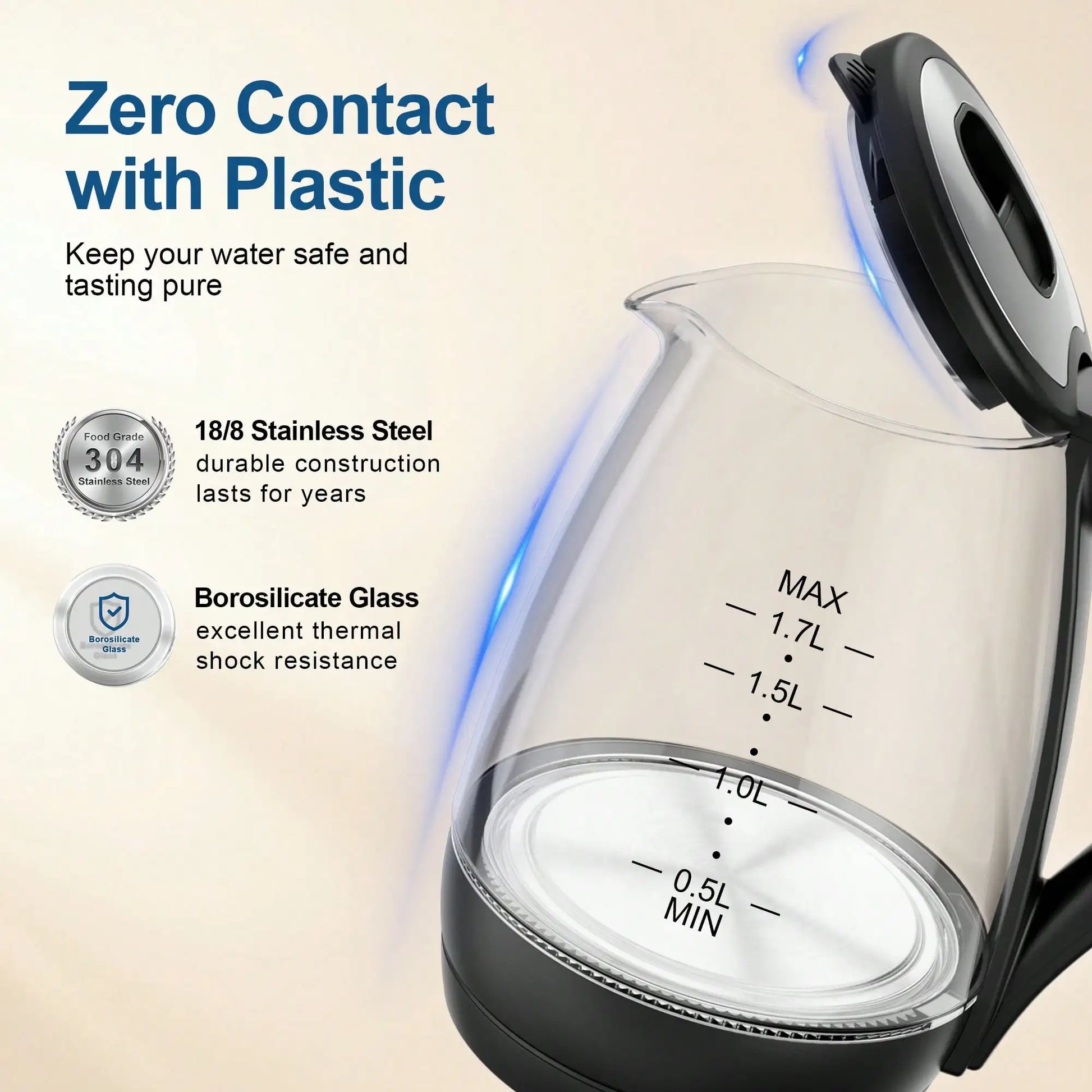 Glass Electric Kettle With LED Light Auto Shut Off And Boil Dry Protection by S And B Enterprise