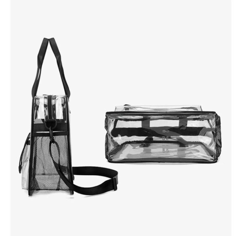 2-piece PVC clear swimming bag set: crossbody tote and rectangular pouch with black trim by S And B Enterprise