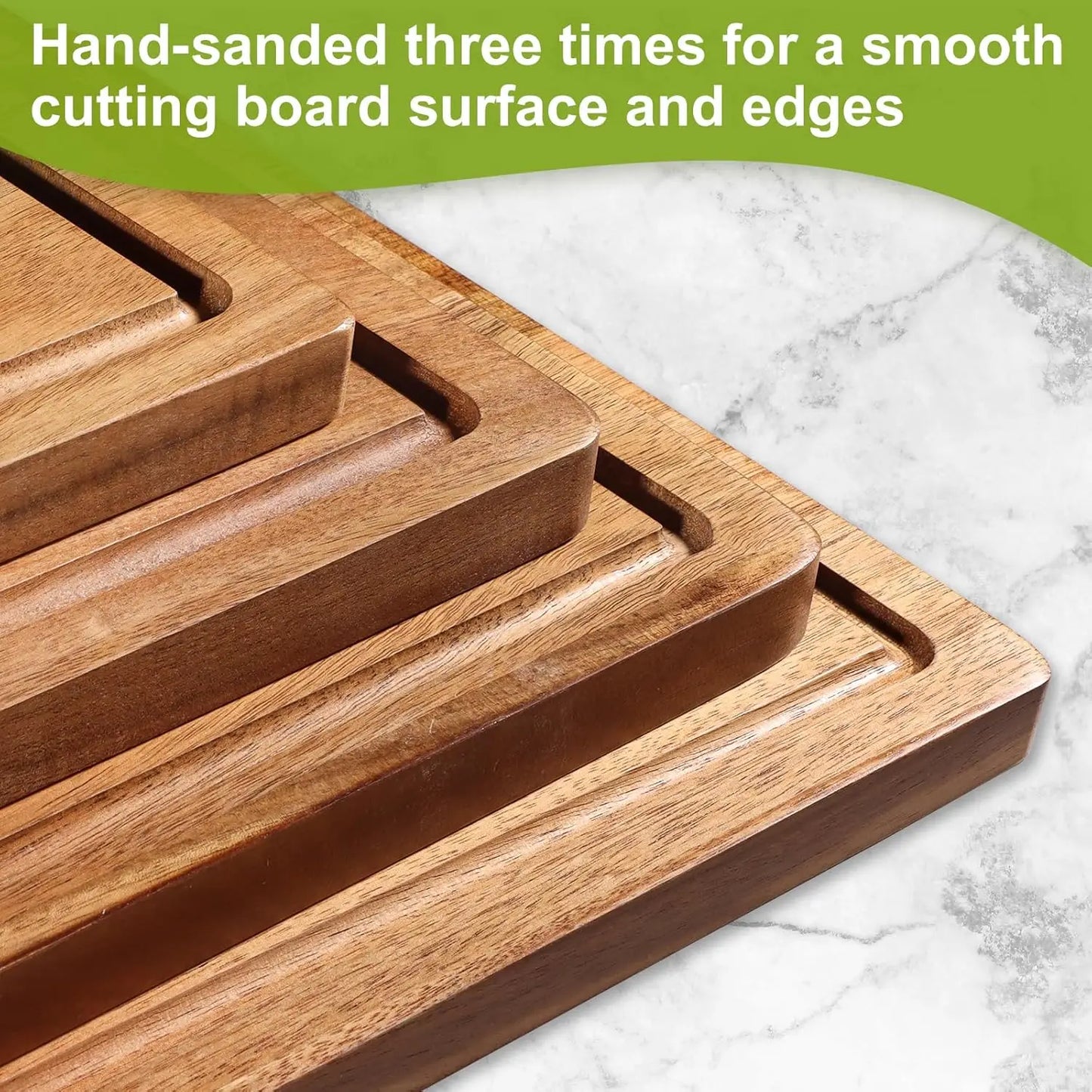 Wood Cutting Boards Set Of 4 With Juice Grooves Handles