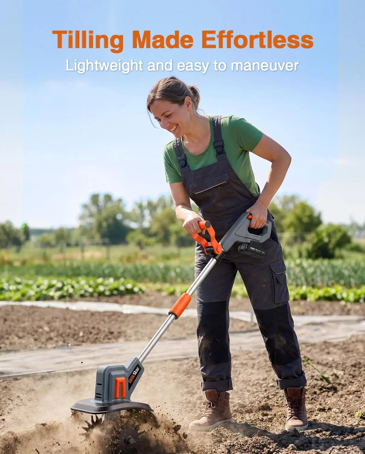 Cordless Tiller Cultivator 21V Garden Rototiller For Soil
