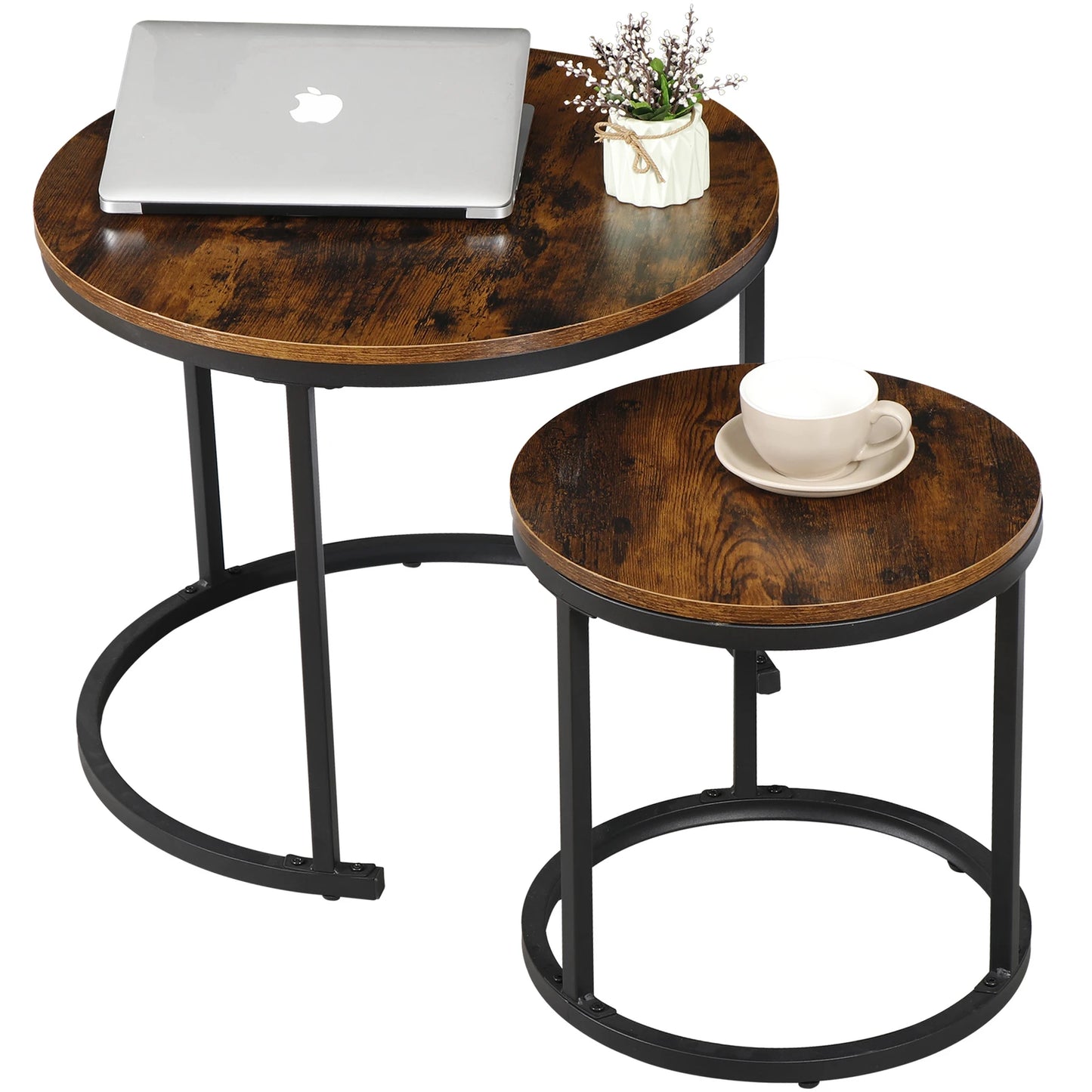 Nesting Coffee Tables 2 With Wooden Tops And Metal Frames by S And B Enterprise