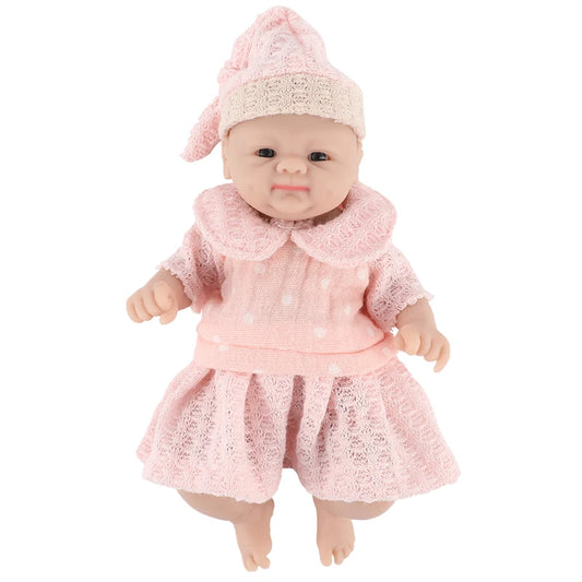 IVITA silicone reborn doll in pink knit dress and hat, lifelike newborn baby girl toy