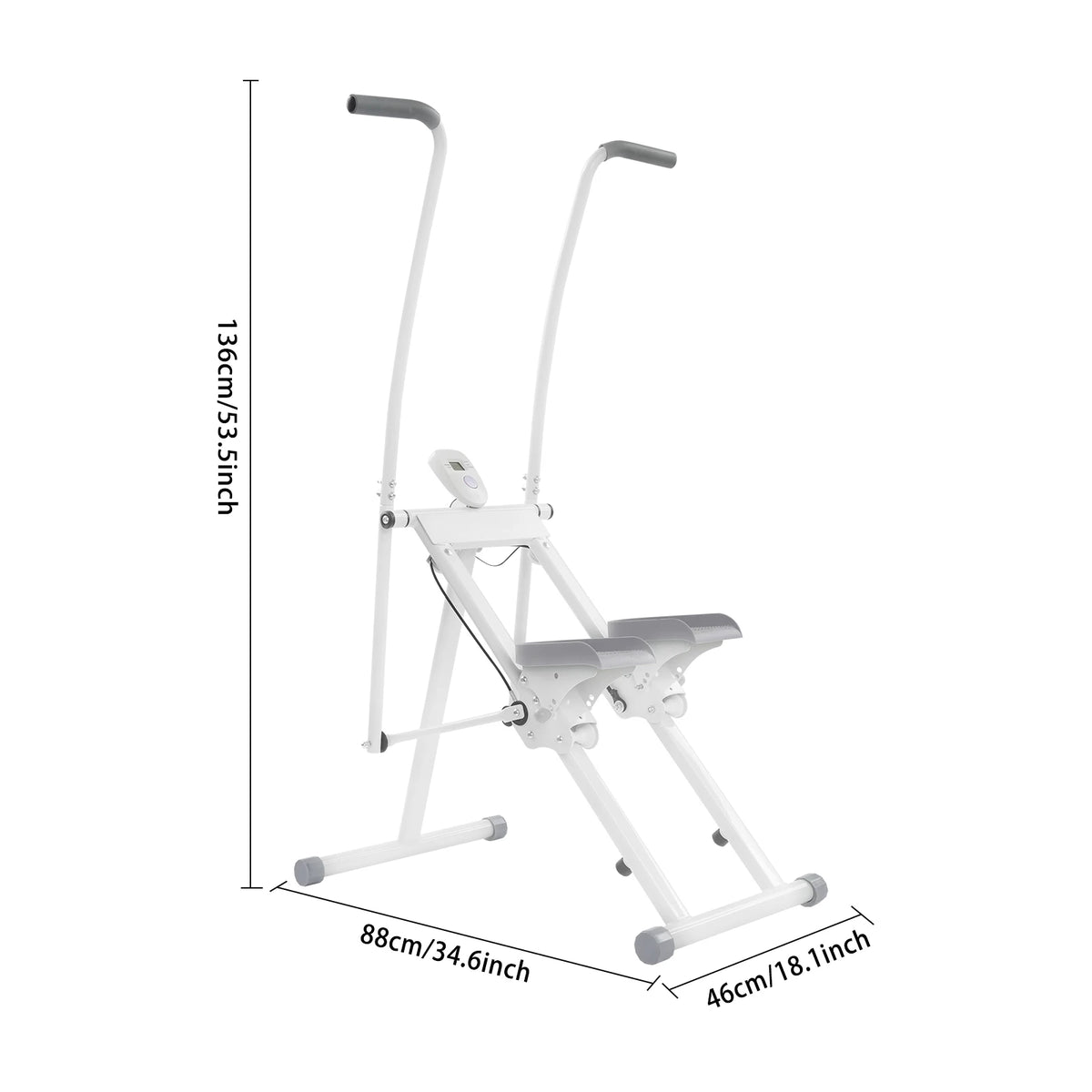 Stair Stepper Vertical Climber Exercise Machine, white; adjustable 3-level pedals and LCD monitor