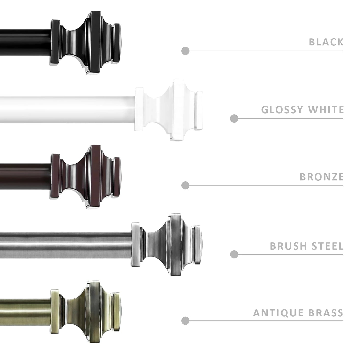 NONECN Adjustable Heavy Duty Curtain Rod Set With Telescopic Design