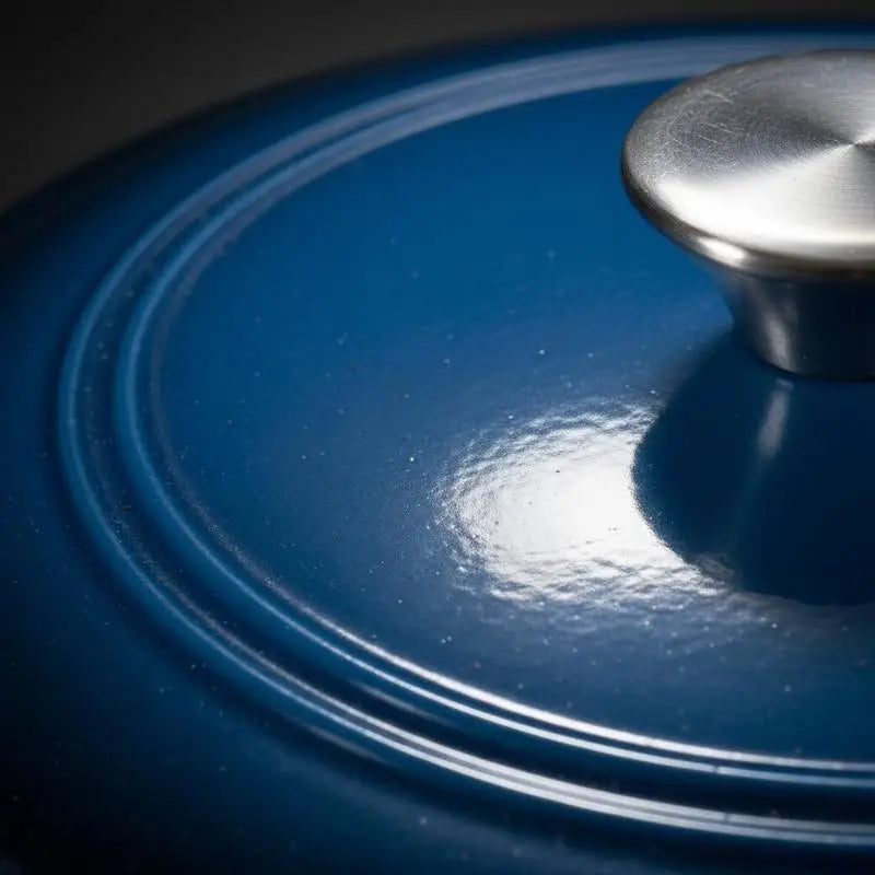 Enameled Cast Iron Dutch Oven, 6 Quart Pot with Lid and Dual Handles, Heavy-Duty Durable Cookware Pan, Oven Induction Compatible up to 500℉, for Braising, Stews, Roasting, Bread Baking, Blue by S And B Enterprise