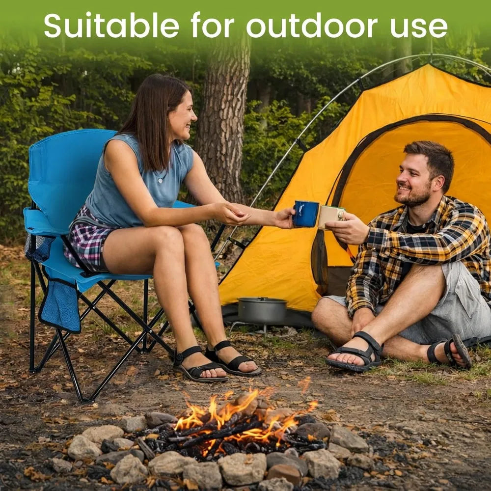NBVCX Lightweight Folding Camp Chair With High Back Cup Holder by S And B Enterprise