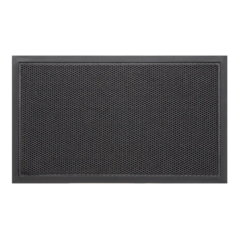 Door mat, black rectangular entrance carpet with non-slip textured mesh surface, by S And B Enterprise