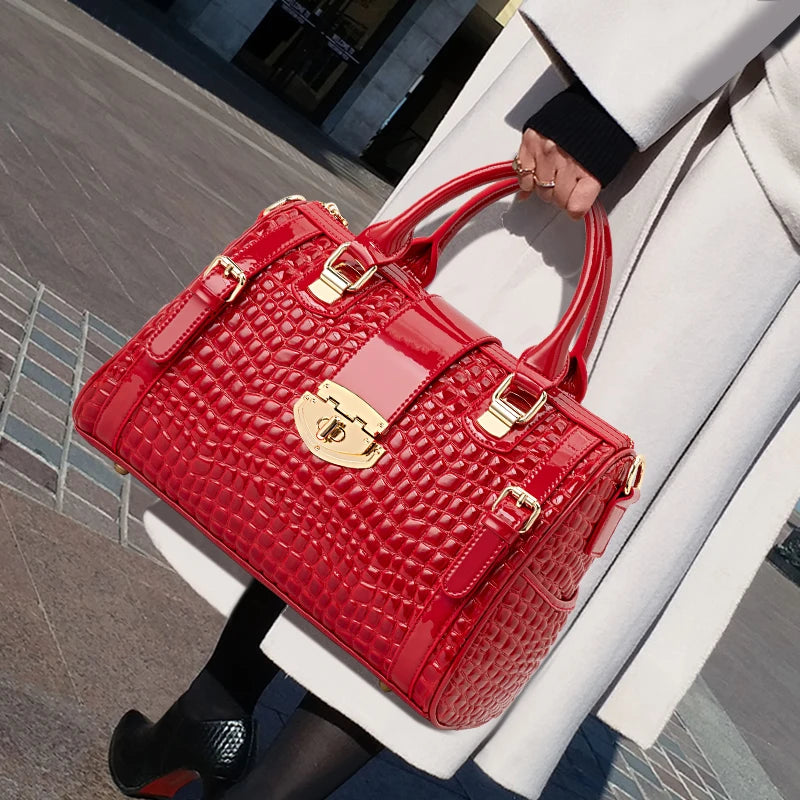 Aidrani Genuine Leather Handbag For Women Boston Style Shoulder Bag