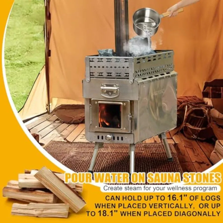 Wood Burning Sauna Tent Stove With Upgraded Heat Concentration