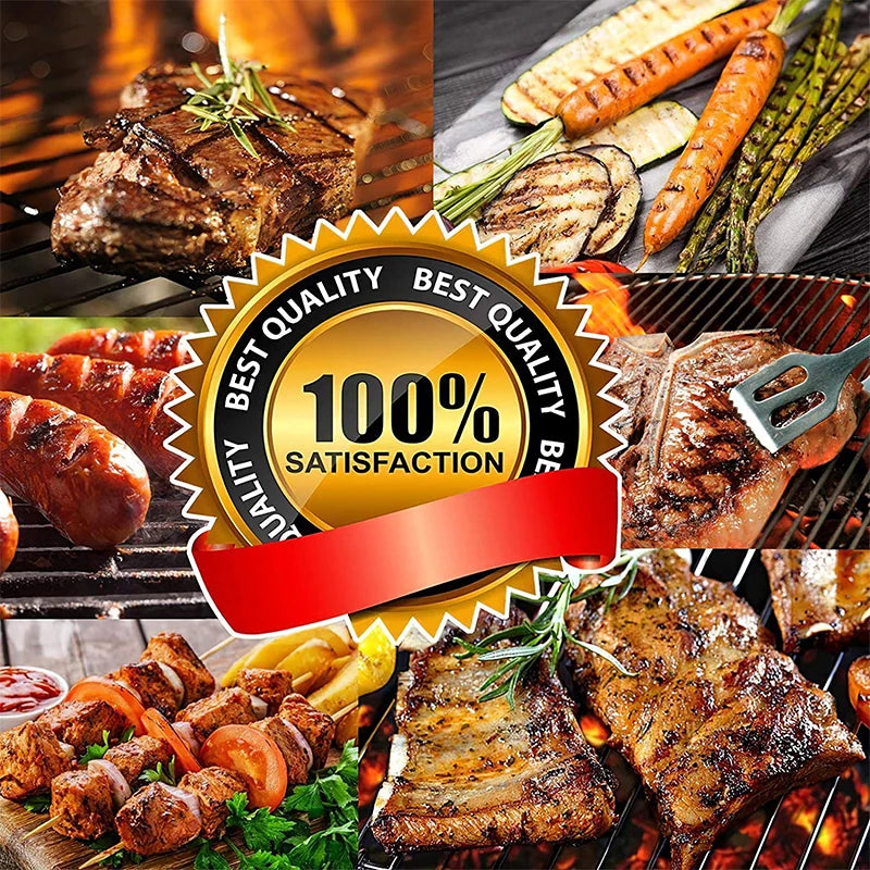 BBQ grill utensil kit, stainless steel, LMETJMA; portable with case