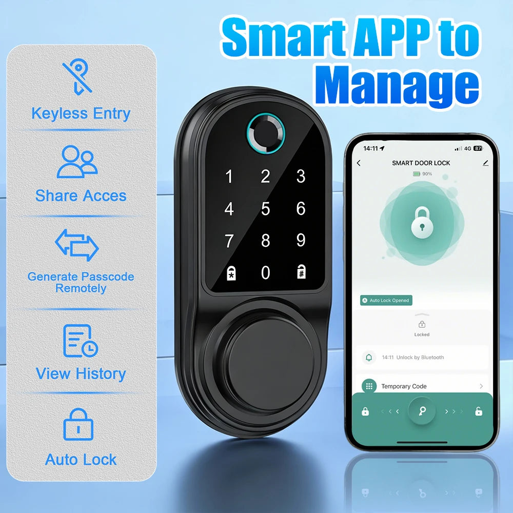 Bluetooth Smart Deadbolt Lock With Fingerprint And Keyless Entry by S And B Enterprise