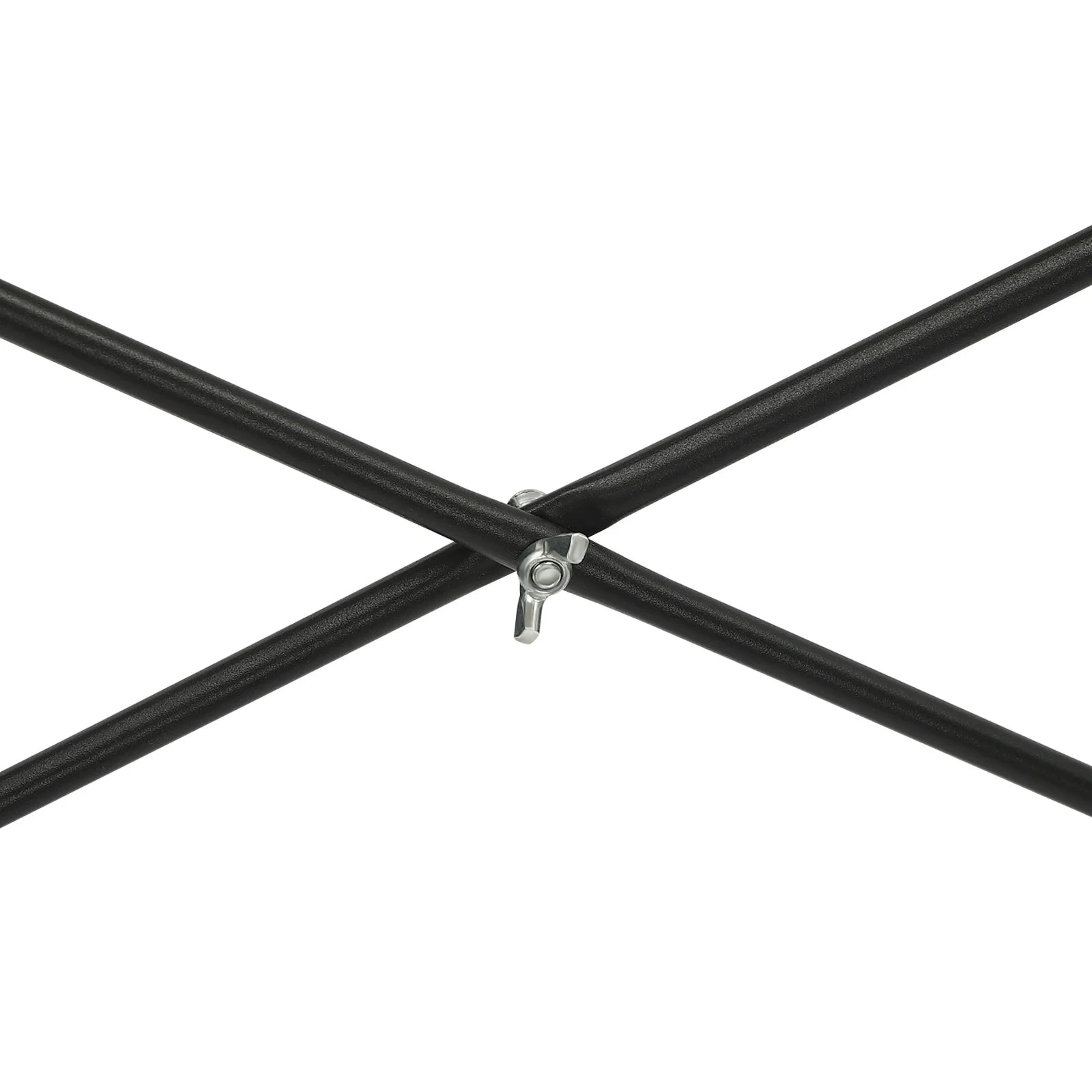 Over washing machine storage shelf frame, black metal cross bars with silver connector clamp, S And B Enterprise