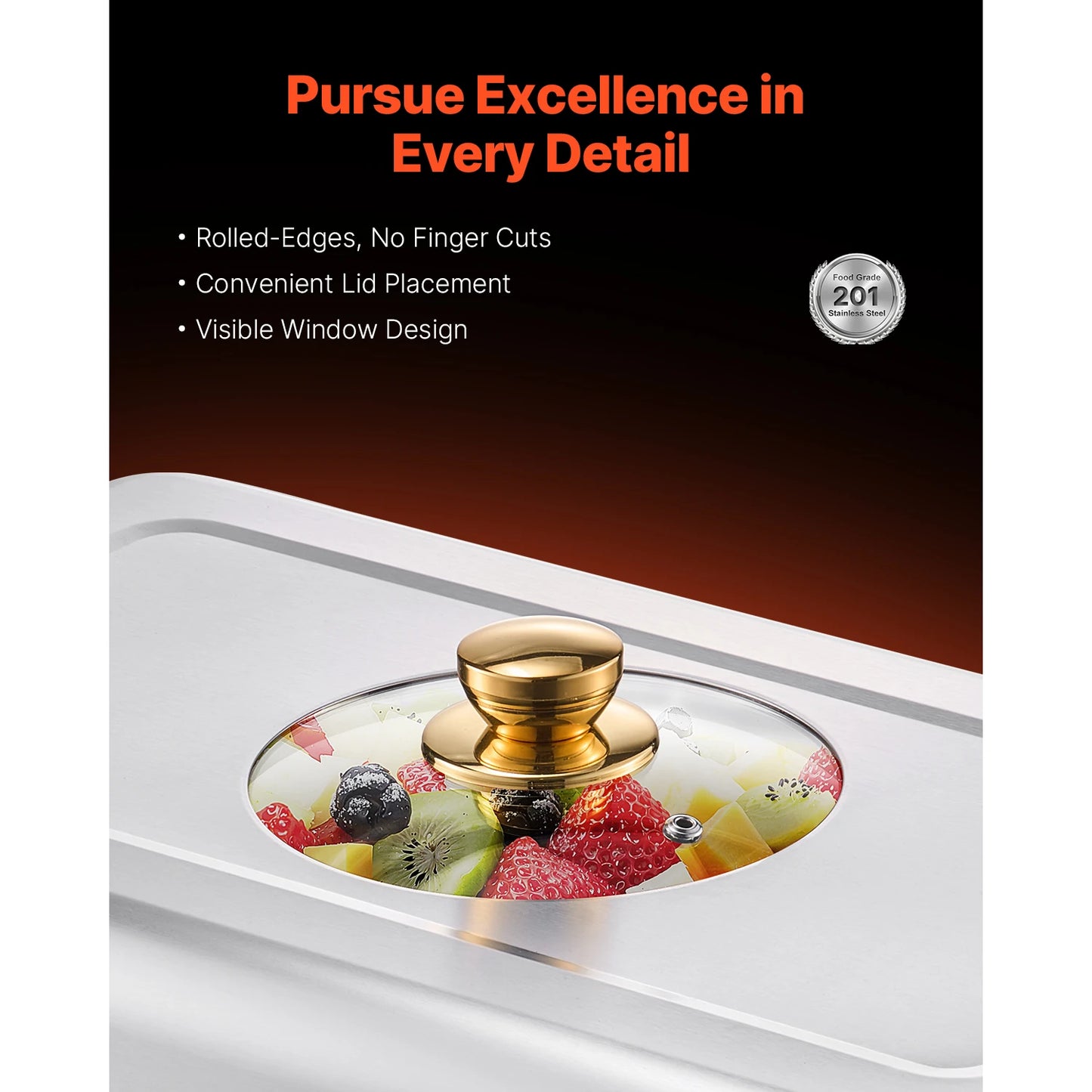 SucceBuy Stainless Steel Chafing Dish Buffet Set With 4 Pans