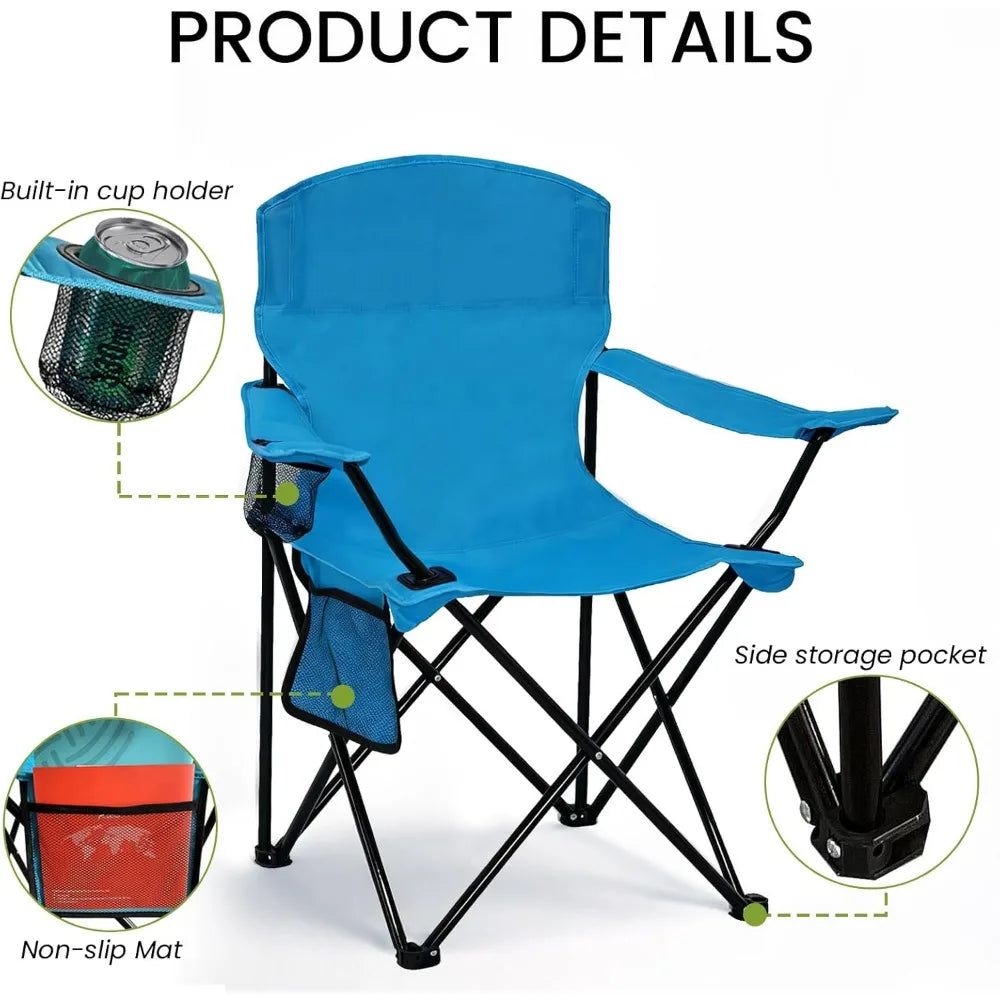 NBVCX Lightweight Folding Camp Chair With High Back Cup Holder by S And B Enterprise