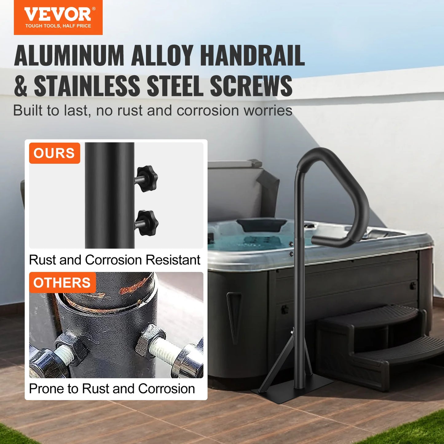 Adjustable 360 Rotating Spa Hand Rail With Slide Under Mount Base