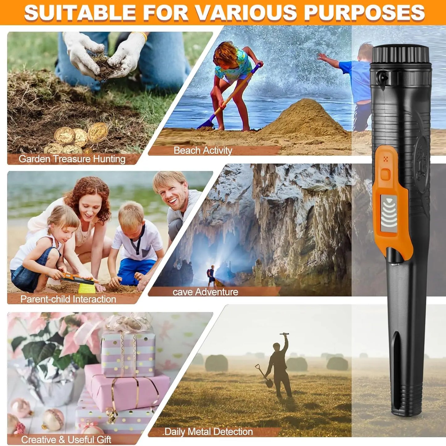 Fully Waterproof LCD Display Handheld Pinpointer Metal Detector with LED Flashlight 3 Alert Mode 360 Degree Searching Small Pin by S And B Enterprise