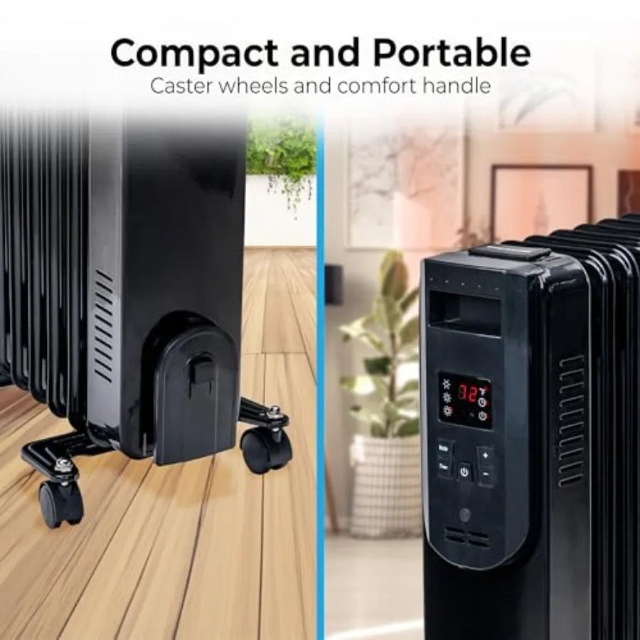 Digital Oil-Filled Radiator Heater With Remote And 12-Hour Timer Portable by S And B Enterprise