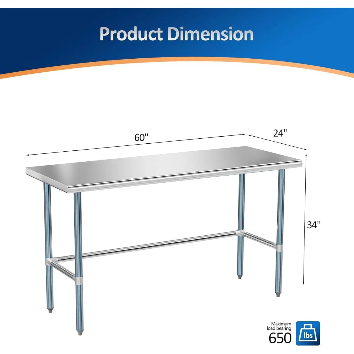 Stainless Steel Open Base Prep And Work Table For Restaurant by S And B Enterprise