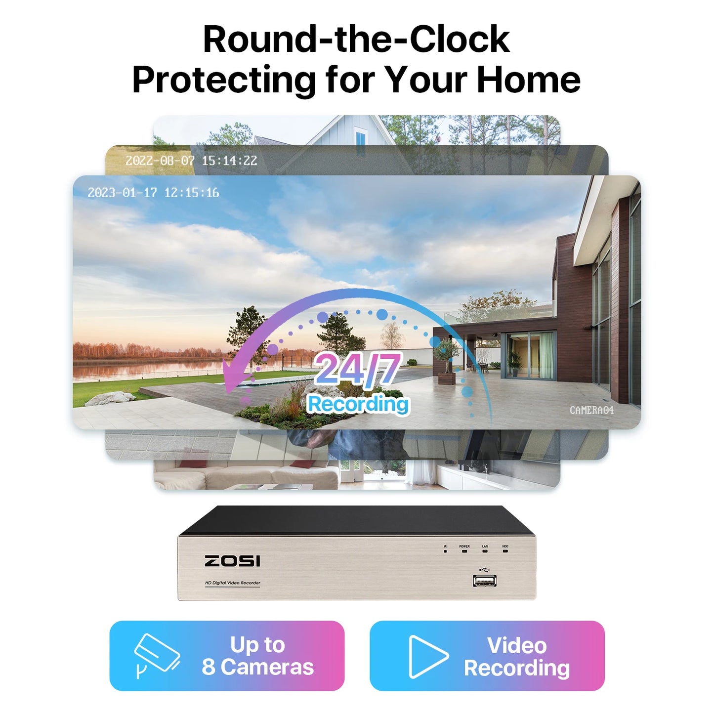 ZOSI 8-Channel AI Security Camera System With Human Vehicle Detection by S And B Enterprise