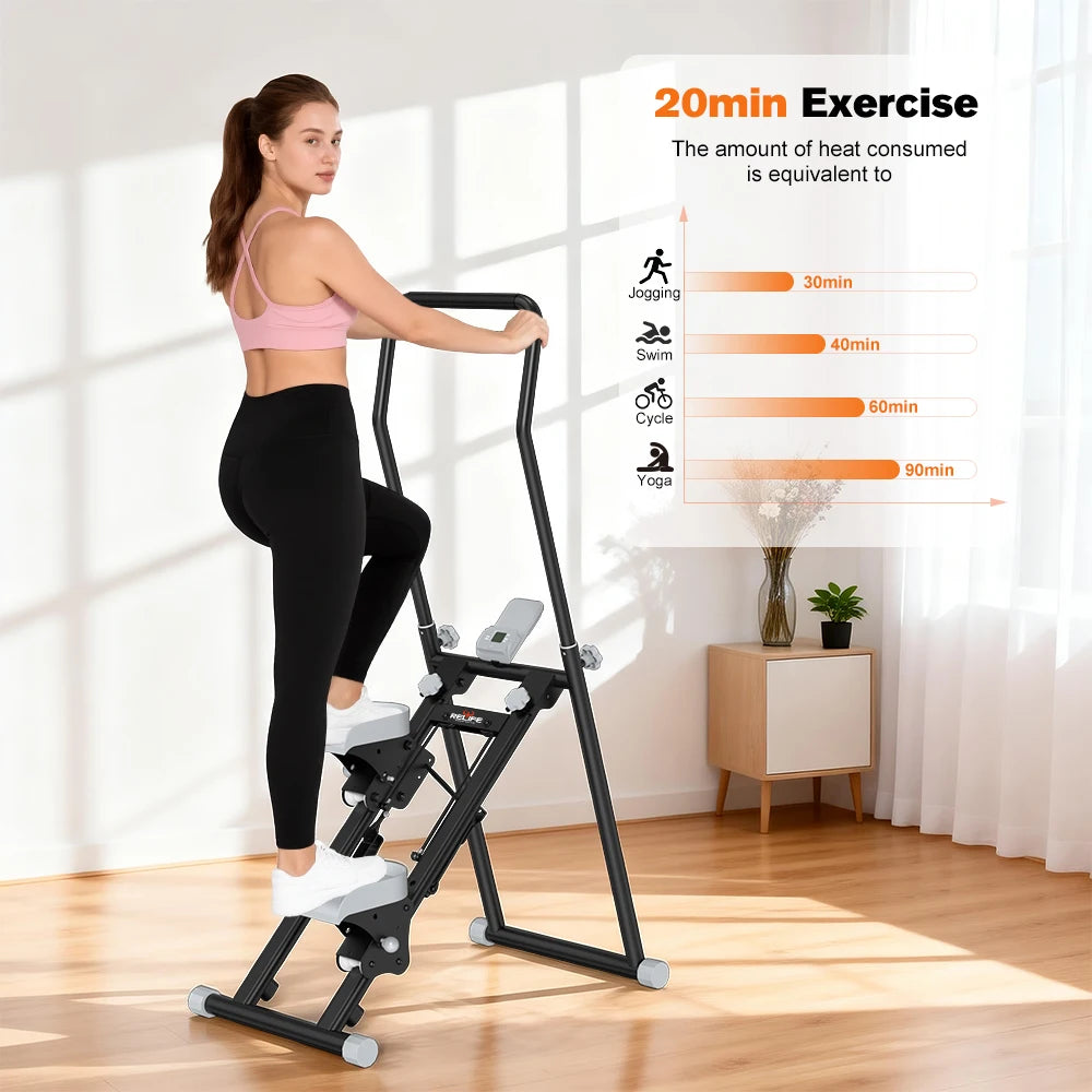 Foldable Stair Stepper For Home Gym With LCD Monitor Pedals by S And B Enterprise
