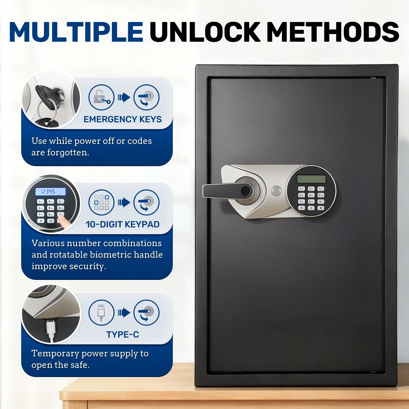 BlackSmith large home safe with LCD display keypad and silver lever handle