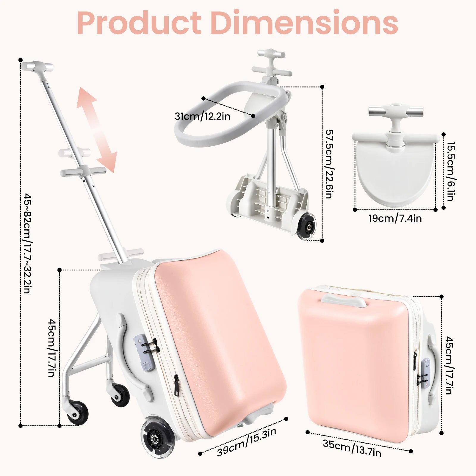 Kids Ride On Suitcase 2 In 1 Luggage With Spinner Wheels by S And B Enterprise