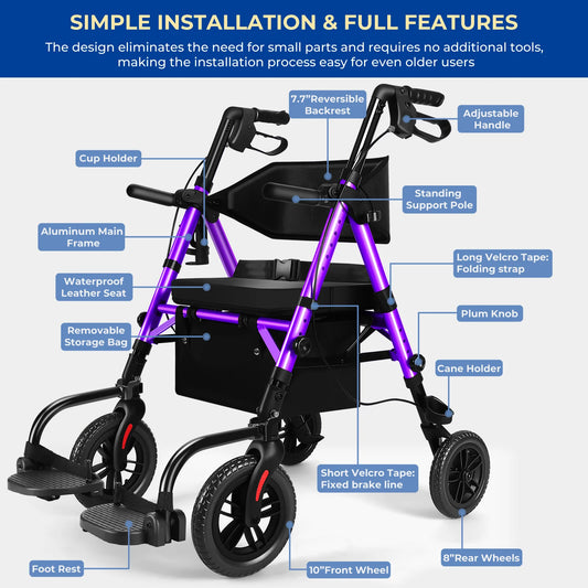 Rolling Walker Wheelchair Combo With Adjustable Seat And Handle by S And B Enterprise