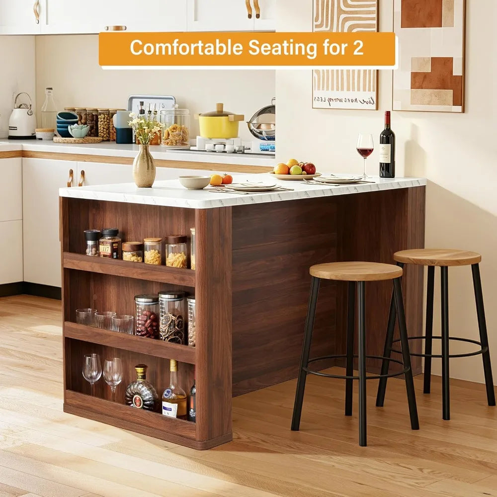 Modern Kitchen Island With Faux Marble Top And Two Drawers by S And B Enterprise