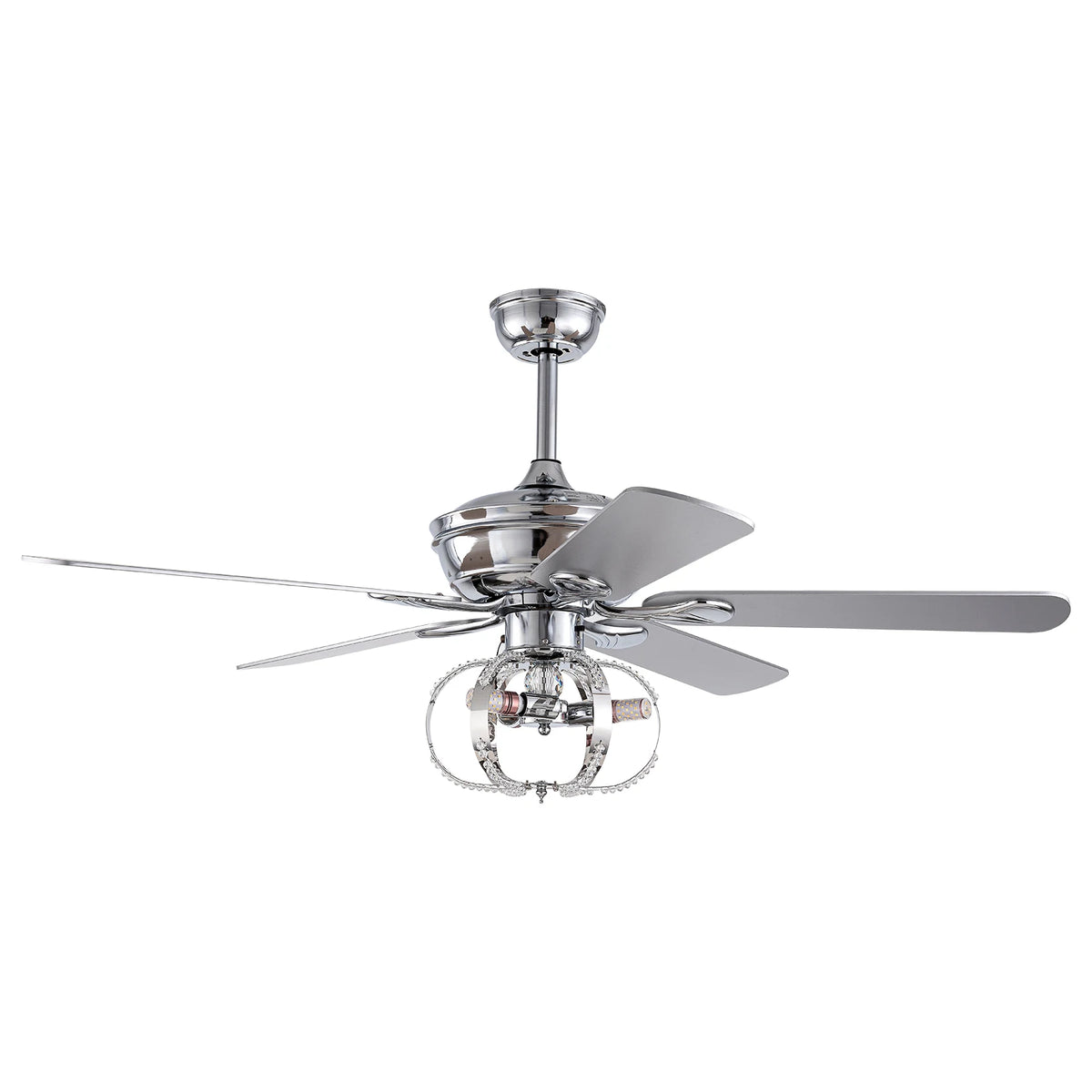 52-Inch ceiling fan with light kit, chrome finish and crystal ring light by S And B Enterprise