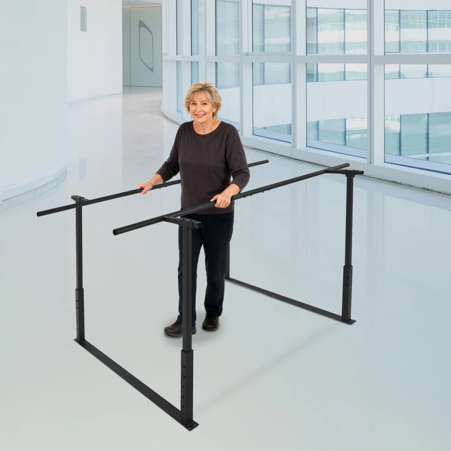 Floor Mounted Walking Assist Bar Adjustable Height & Width 182cm/6ft Length Parallel Bars for Rehabilitation Walking Balance Issues by S And B Enterprise