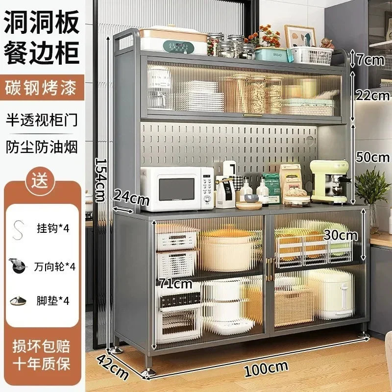Modern Kitchen Cabinet Hutch Movable Full Door Glass Cabinet Storage Display Cupboards Multi-functional Cupboard Storage Door by S And B Enterprise
