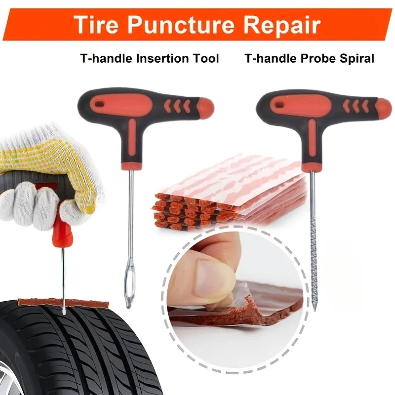 Car Motorcycle Tire Repair Kit 132 Piece Puncture Emergency Set by S And B Enterprise