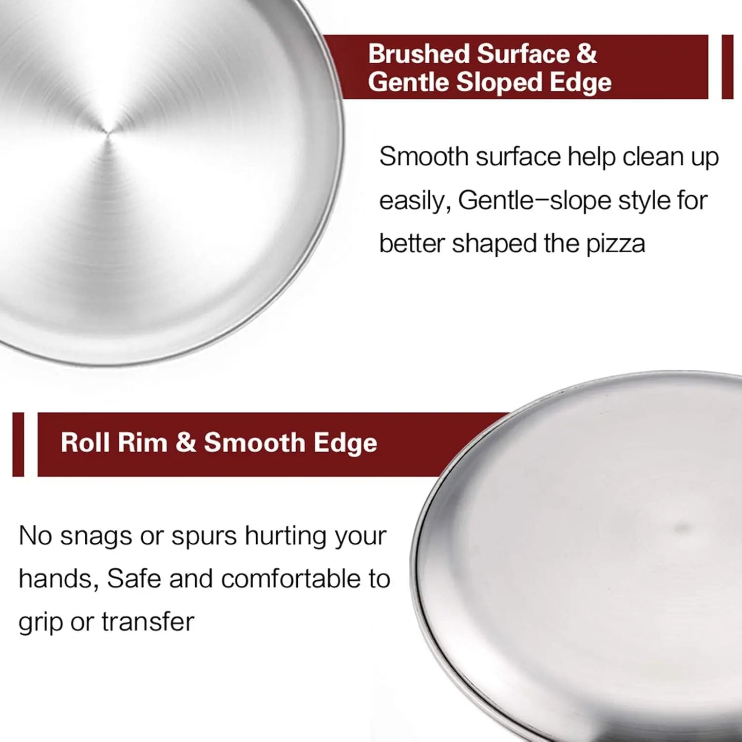 Stainless Steel Pizza Pan Set, Heavy Duty Trays, Dishwasher Safe