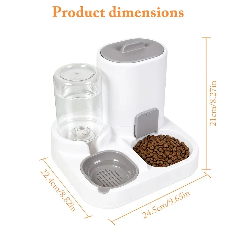 2-In-1 Automatic Cat Feeder and Water Dispenser Detachable Food Bowls