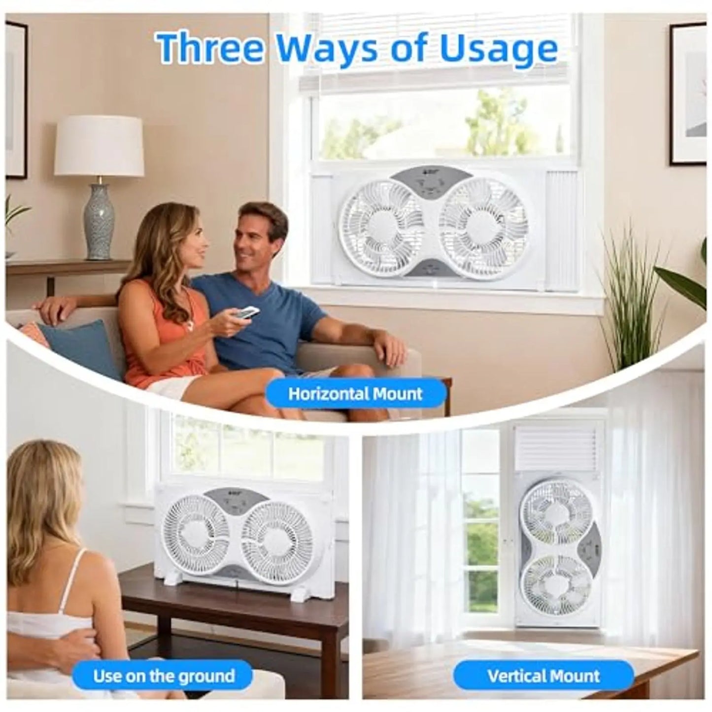 Adjustable Window Fan With Remote And Reversible Airflow 3 Modes