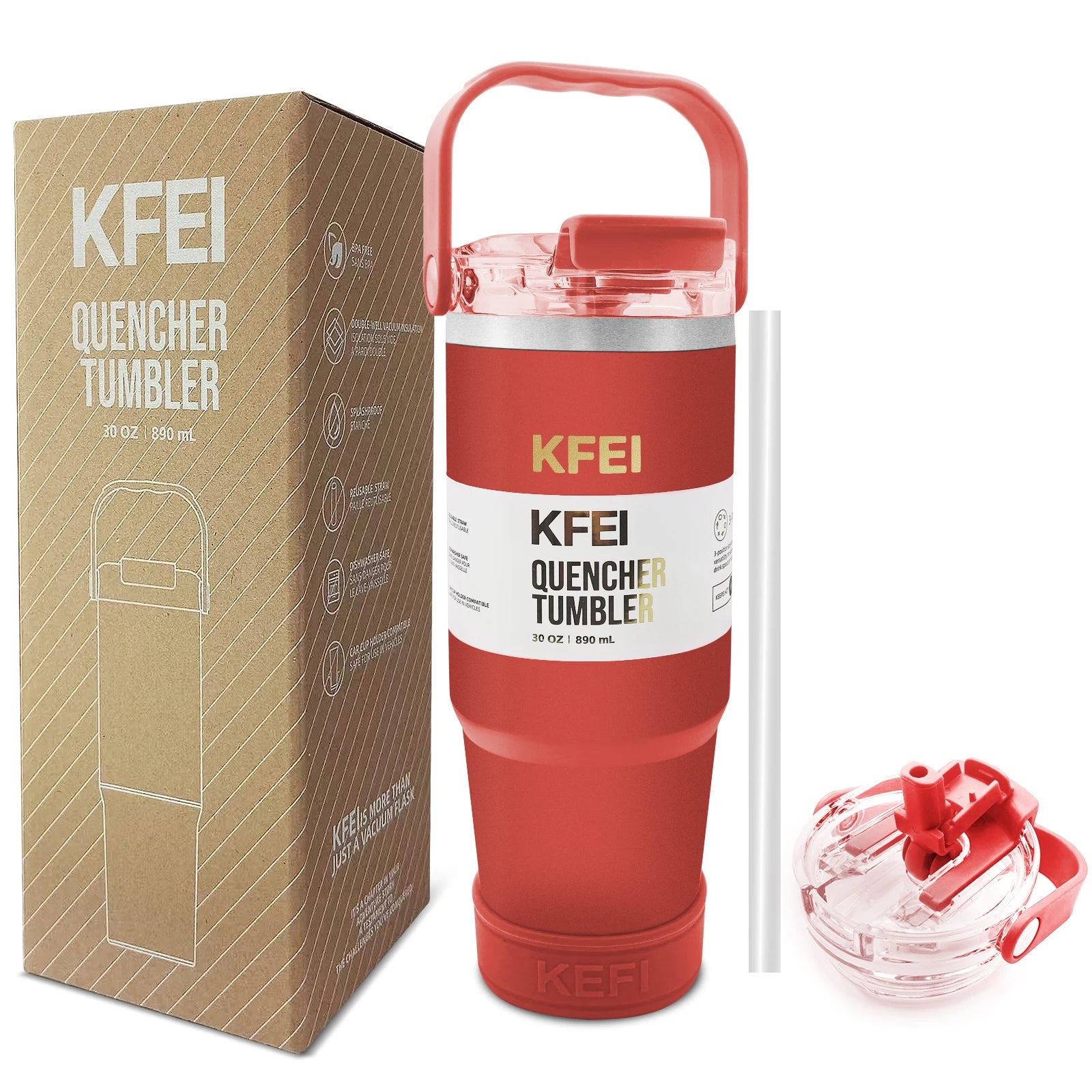 1PCS 30oz Solid Color Double Wall Stainless Tumbler, with Lid And Straw, Keep Warm 12h And Ice 24h, Insulated, Outdoor Stainless by S And B Enterprise