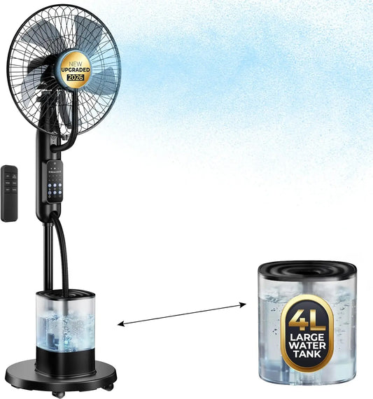 Misting Floor Fan With Advanced 5 Speeds 3 Modes Operation