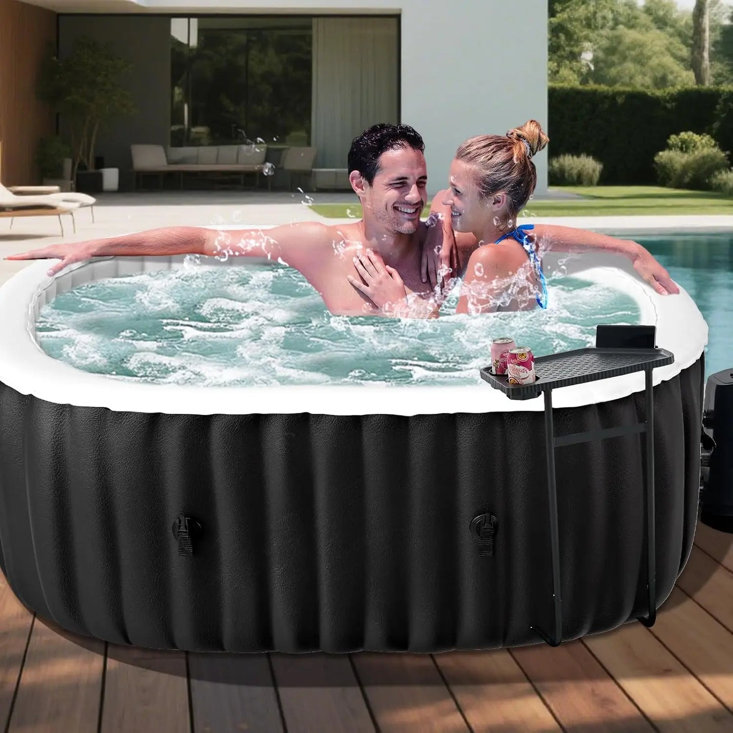 Inflatable Hot Tub With 100 Bubble Jets Portable Spa