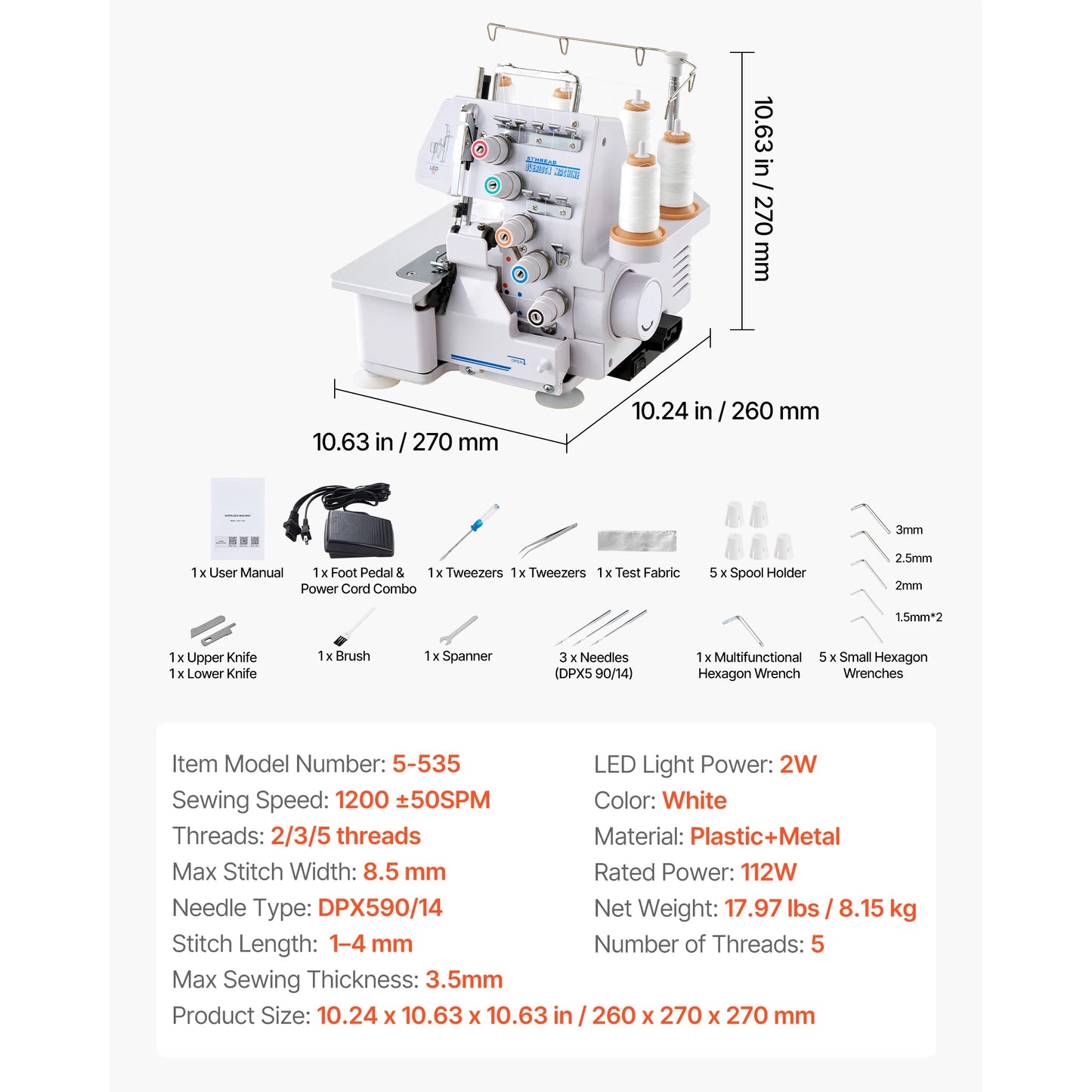 SucceBuy Serger Overlock Sewing Machine 1250 SPM 2-3-4 Thread by S And B Enterprise