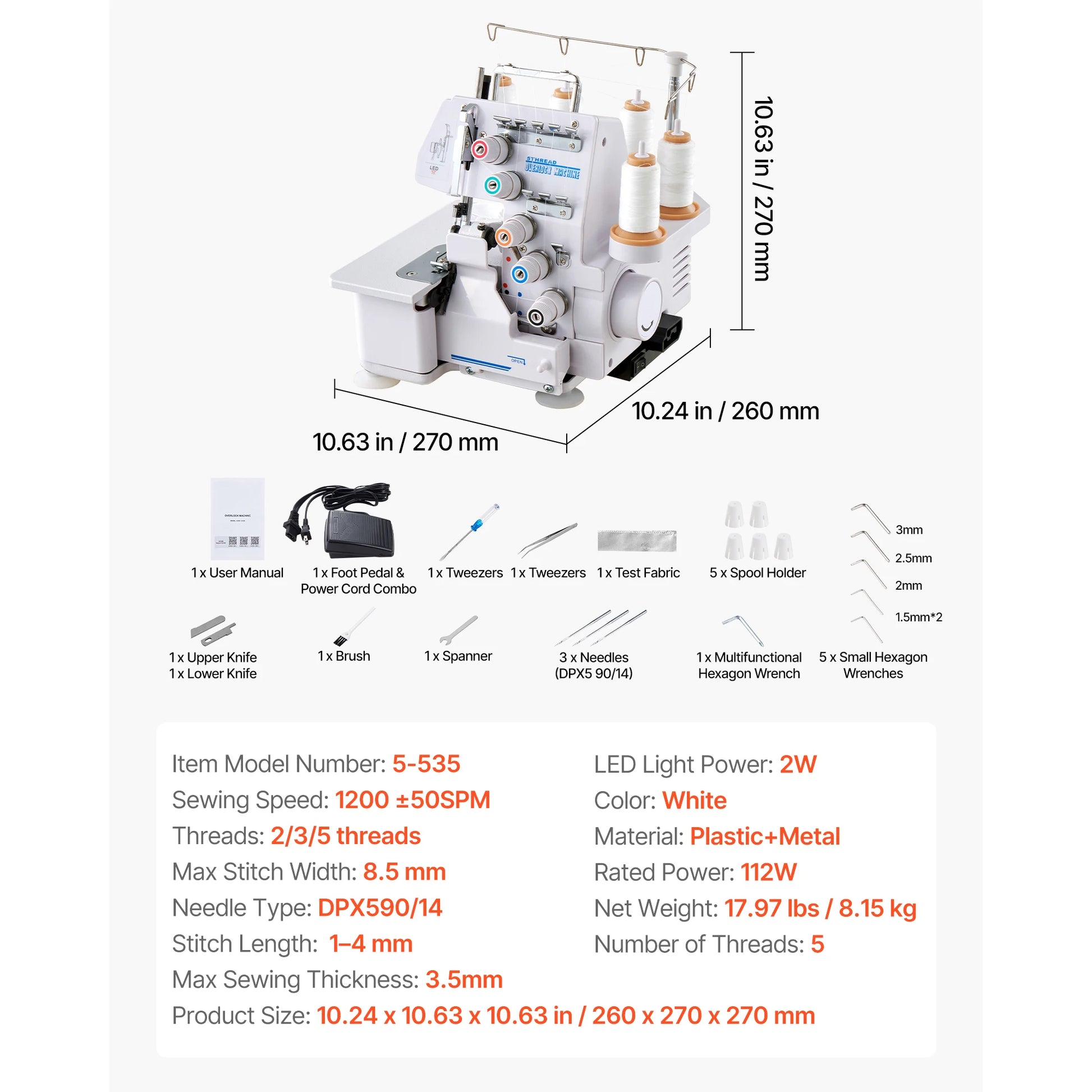 SucceBuy Serger Overlock Sewing Machine 1250 SPM 2-3-4 Thread by S And B Enterprise