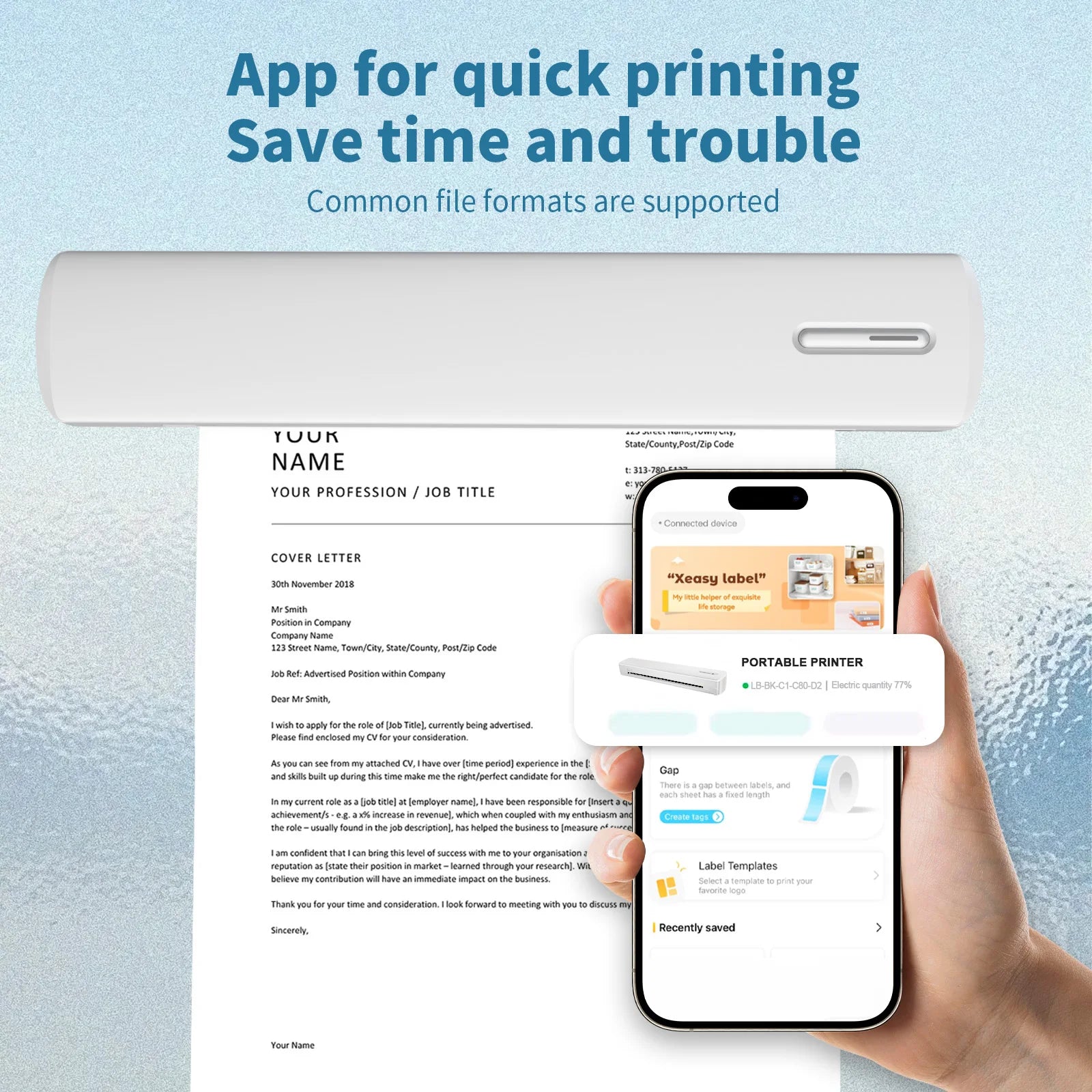 TakeYou Portable Wireless Thermal Printer A4 Inkless 300DPI For Travel by S And B Enterprise