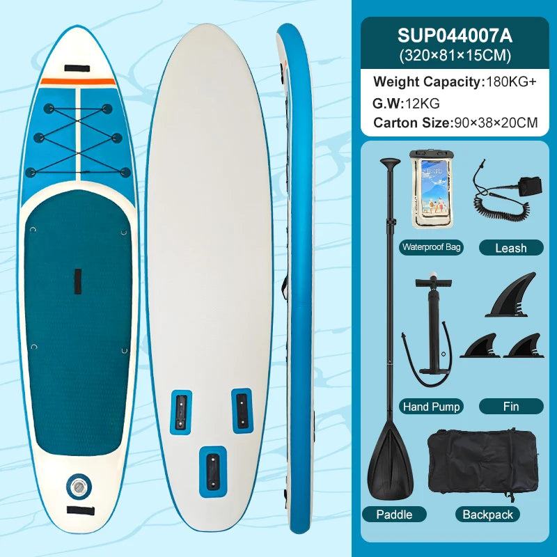 FUNWATER Inflatable Paddle Board Ultra-Light Stand-Up Paddle Board Surfboard for All Skill Levels With SUP Accessories 320-350cm by S And B Enterprise