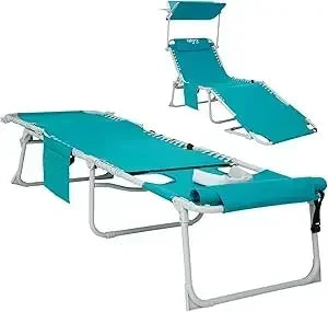 Three In One Tanning Chair With Face Hole Canopy Heavy Duty Folding Lounger