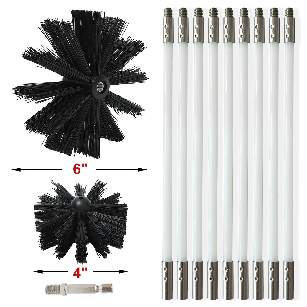 Dryer Vent Cleaning Kit With Flexible Rods And Chimney Brush by S And B Enterprise