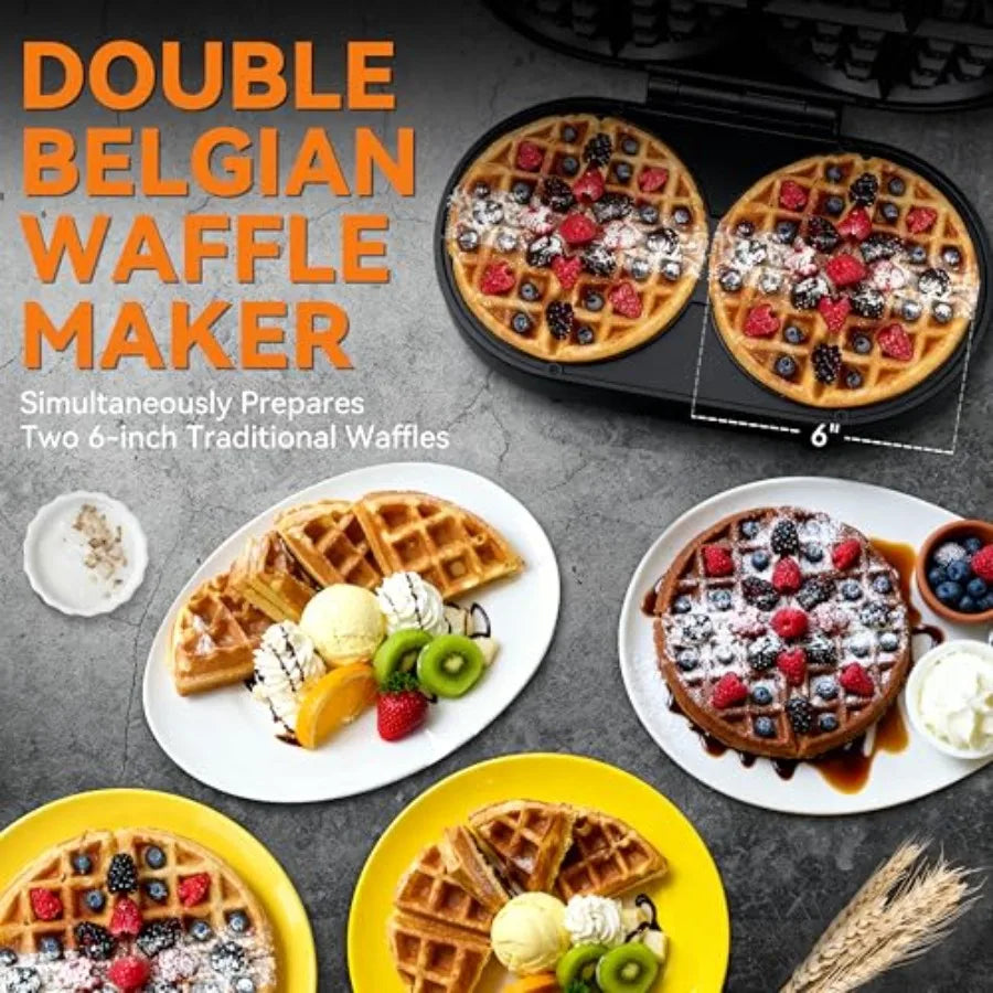 Bakers Friend Double Belgian Waffle Maker With Nonstick