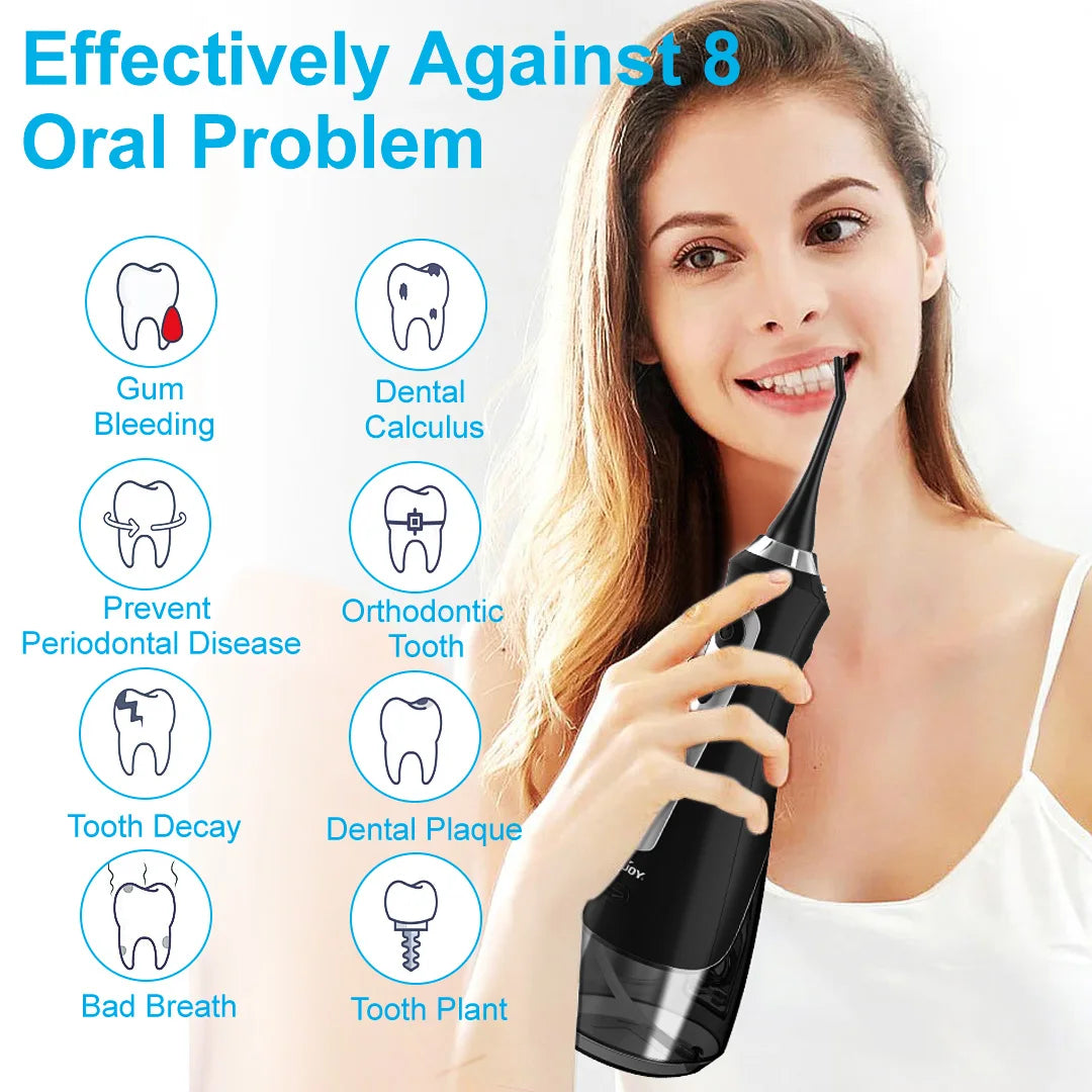 SEJOY Water Flosser Irrigator Dental Teeth Whitening strips Portable 230ML Tank 5 Modes 8 Jet Tips Washing Machine for Home by S And B Enterprise
